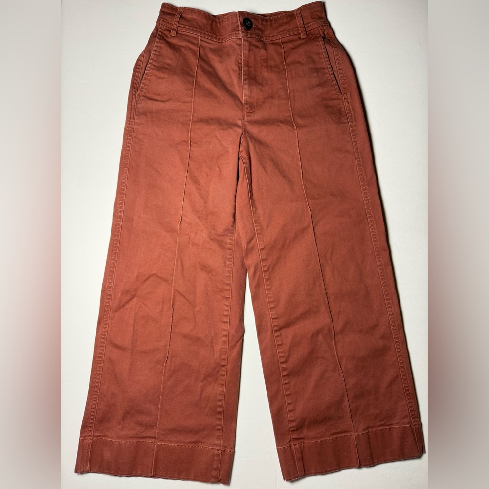 Madewell Langford Wide Leg Crop Pants Terracotta Rust High Rise Size 24